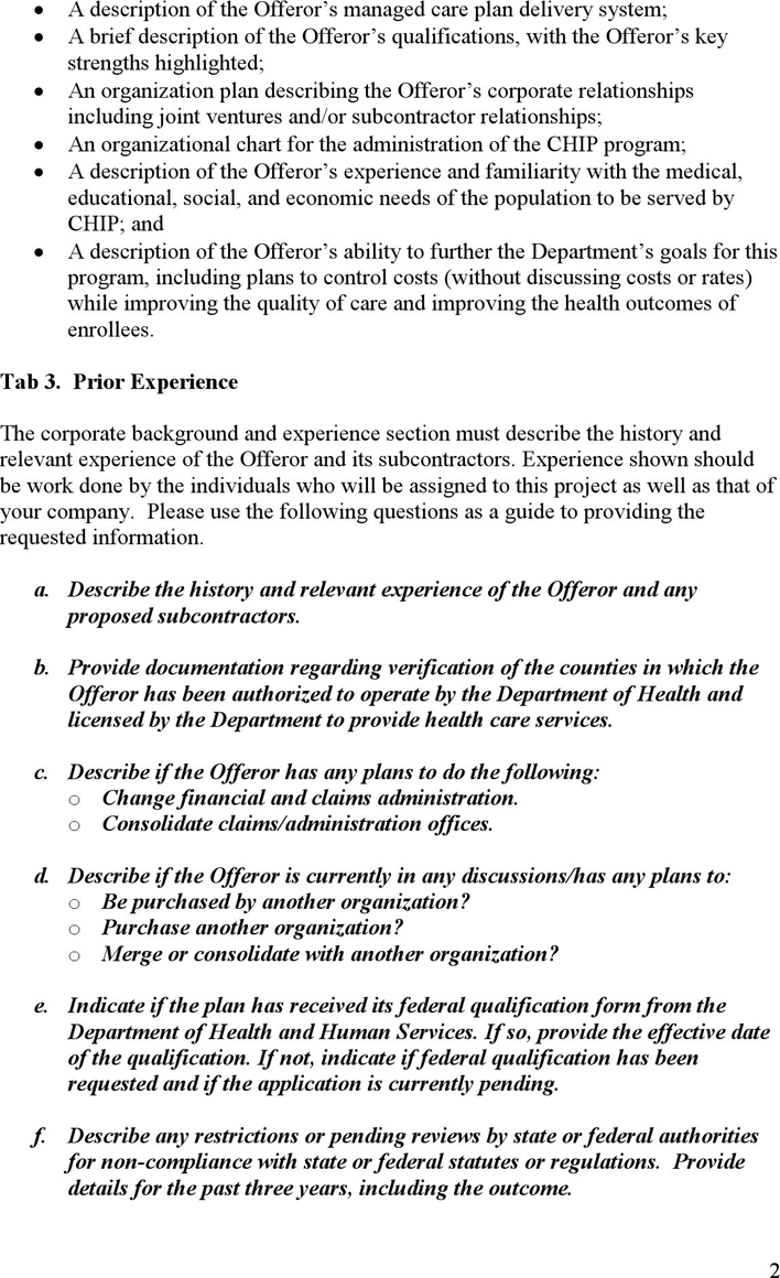 Appendix F RFP Response Template Page 2