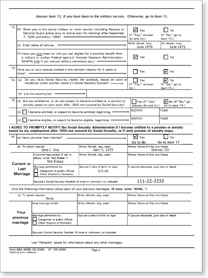 Application For Disability Insurance Benefits Page 2
