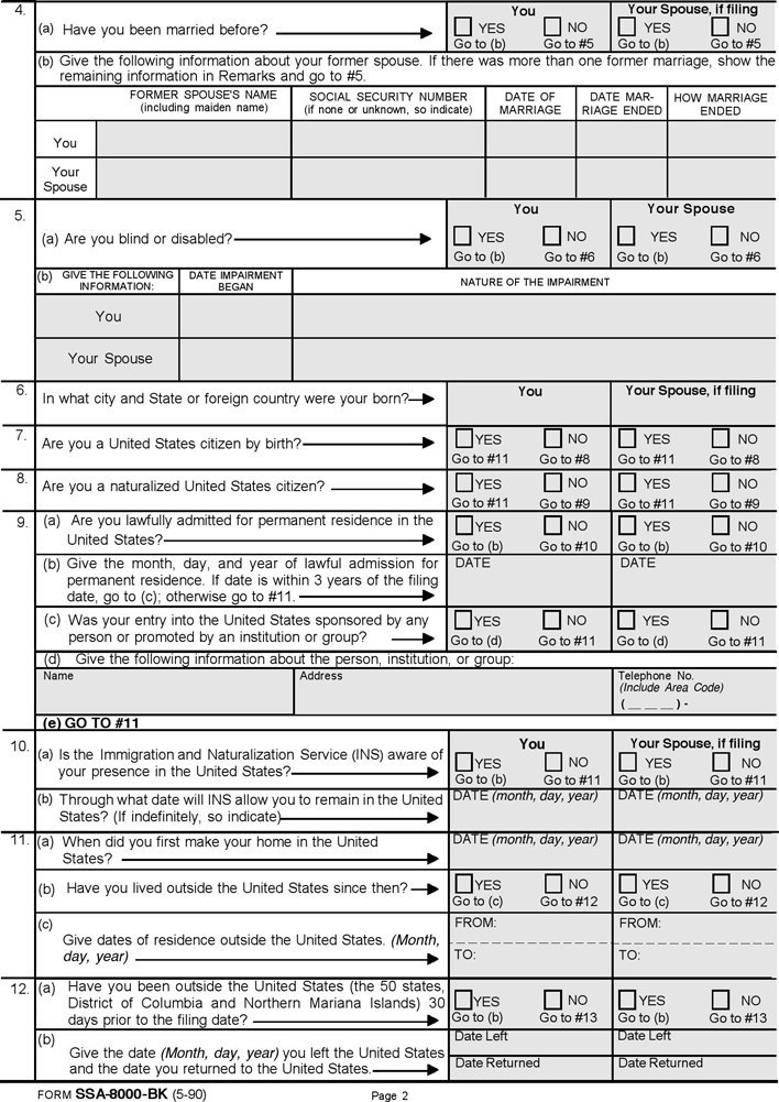Application For Supplemental Security Income Page 2