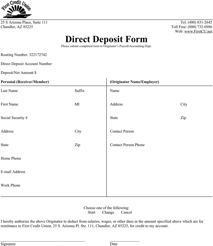 Arizona Direct Deposit Form 3