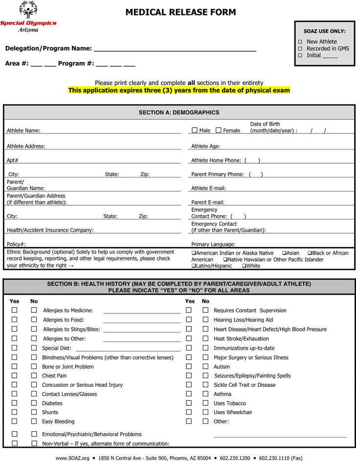 Arizona Medical Release Form 2