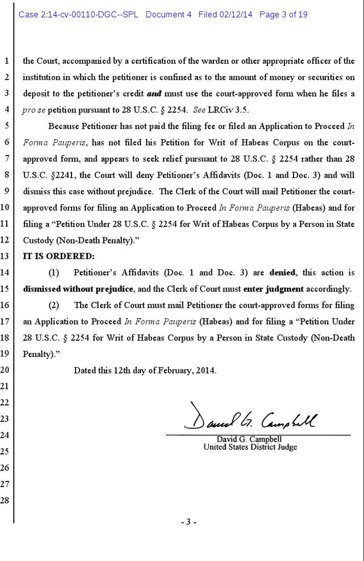 Arizona Petition for Writ of Habeas Corpus Page 3