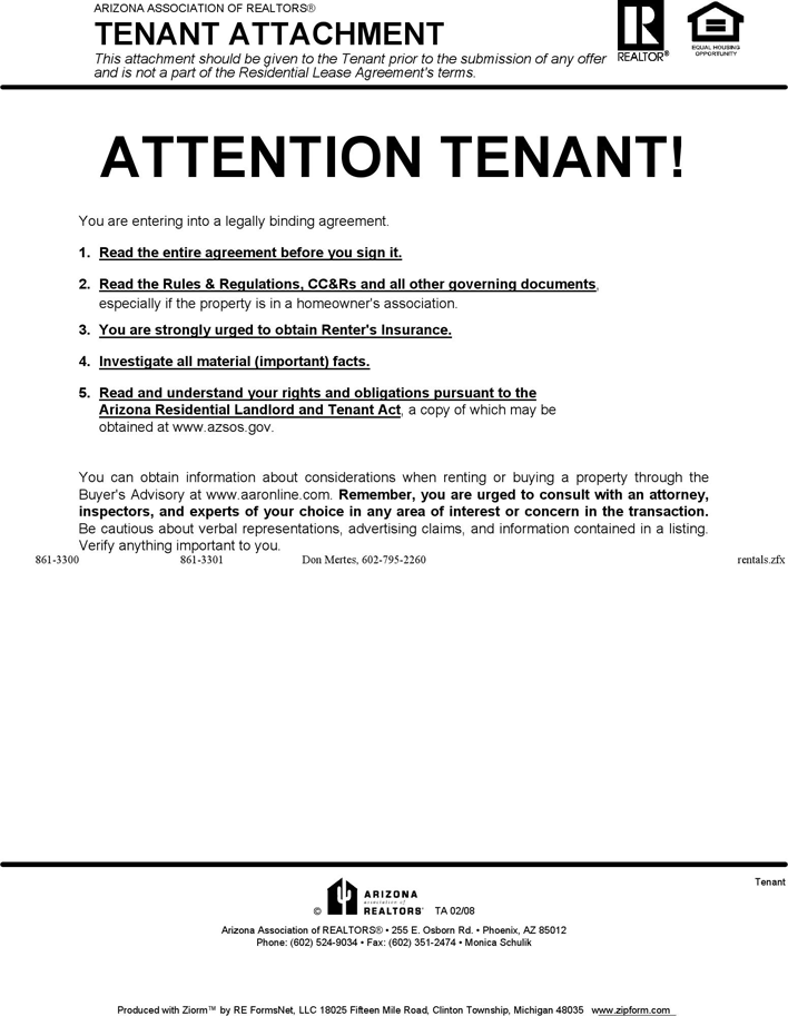 Arizona Standard Residential Lease Agreement