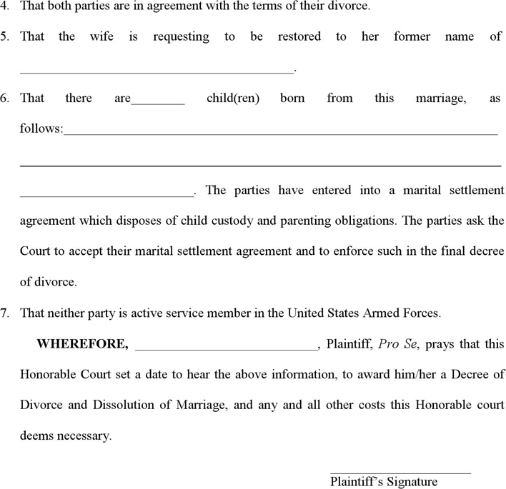 Arkansas Divorce Petition Form Page 2
