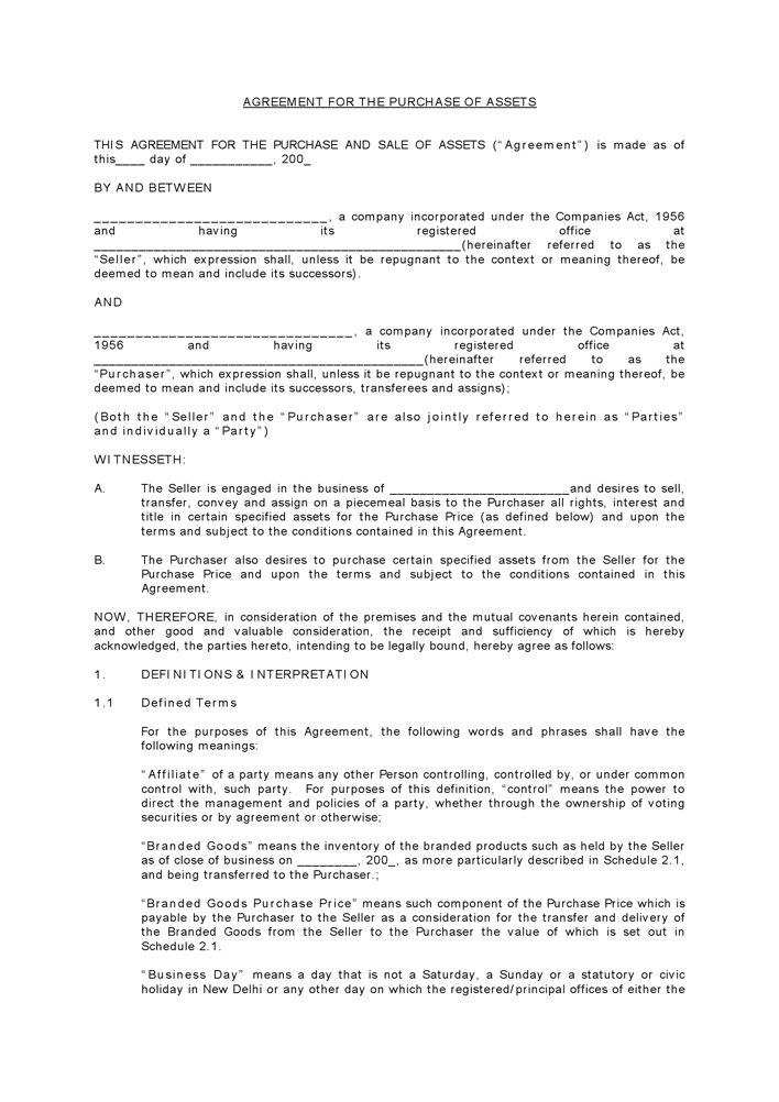Asset Purchase Agreement 1 Page 2