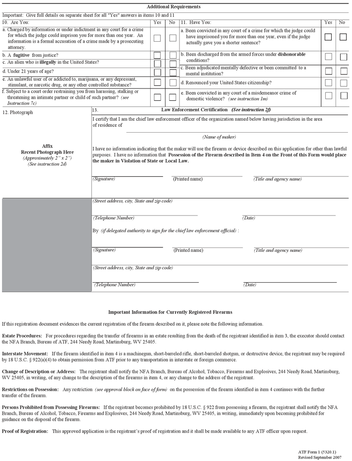 ATF Form 1 Page 2