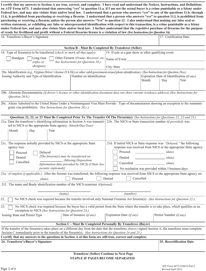 ATF Form 4473 Page 2
