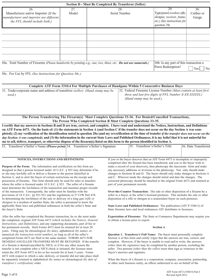 ATF Form 4473 Page 3
