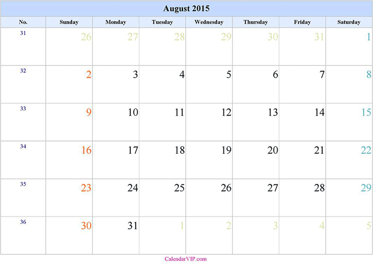 August 2015 Calendar 3