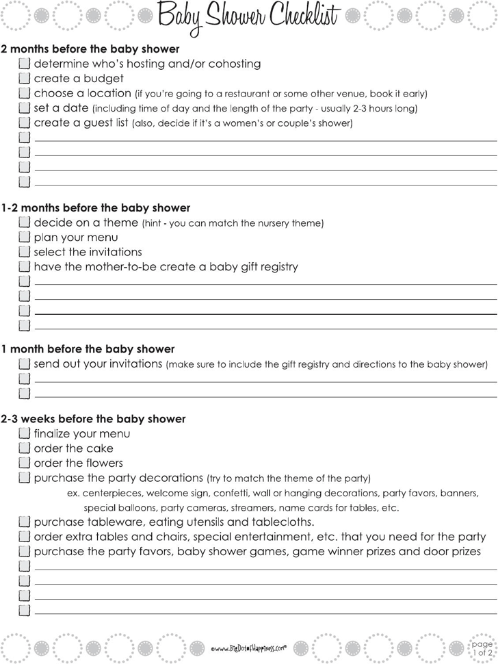 Baby Shower Checklist 2
