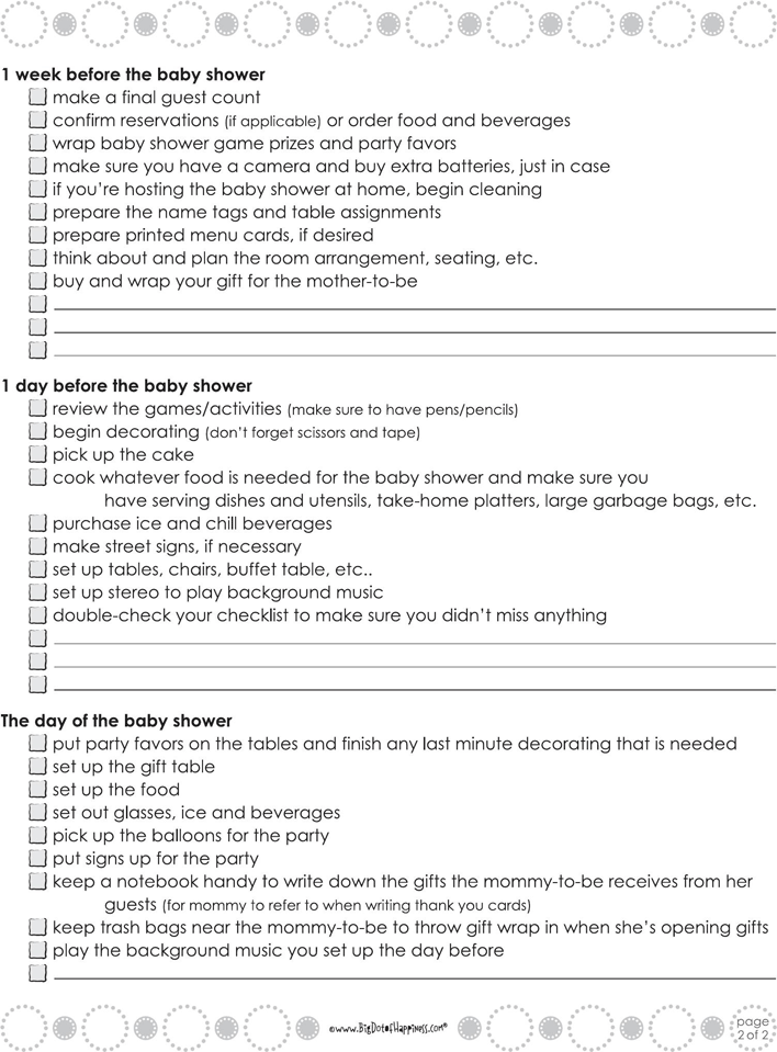 Baby Shower Checklist 2 Page 2