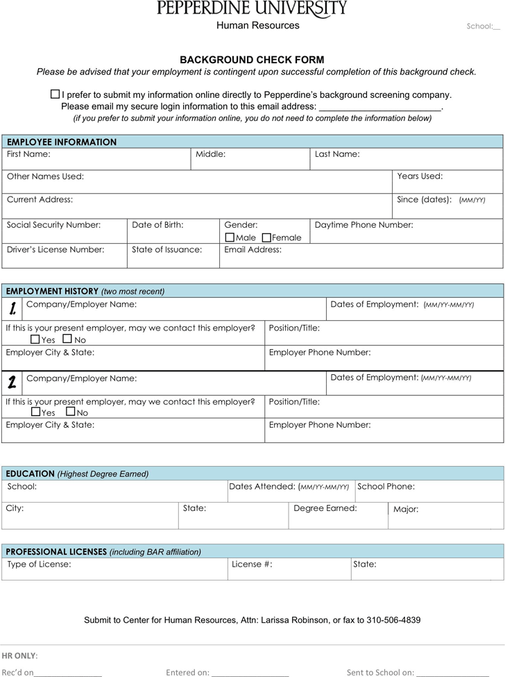 Free Background Check Form - PDF | 329KB | 3 Page(s)
