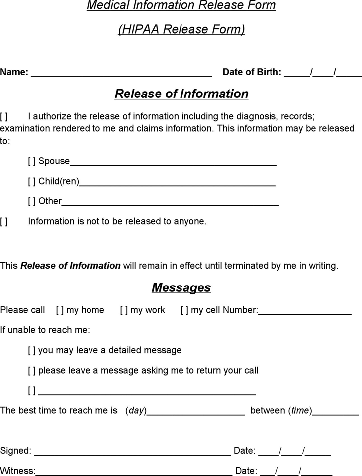 Basic HIPAA Release Form