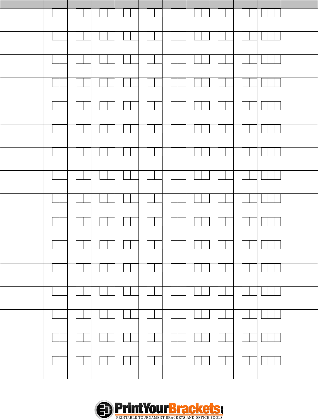 Bowling Score Sheet 2