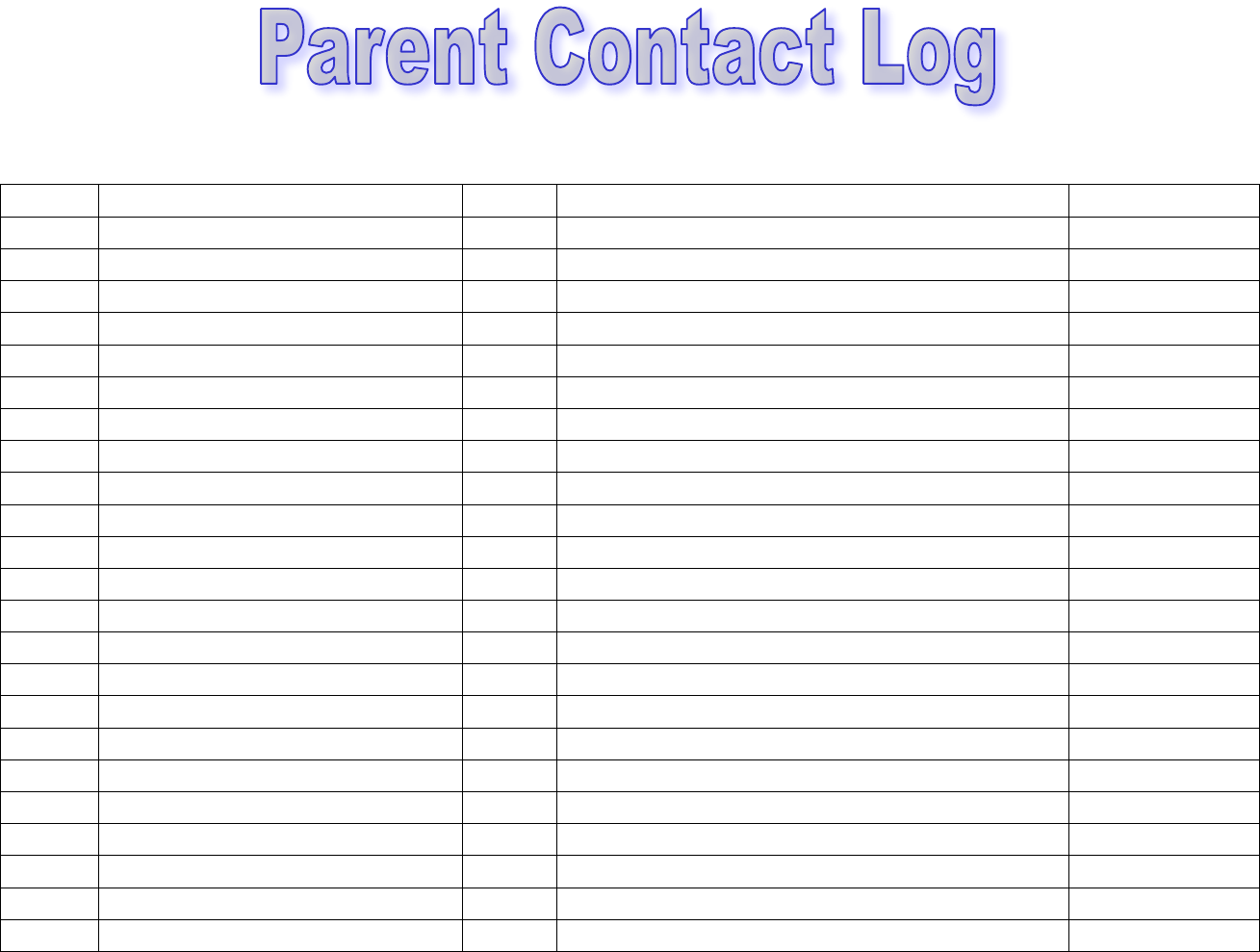 Parent Contact Log 1