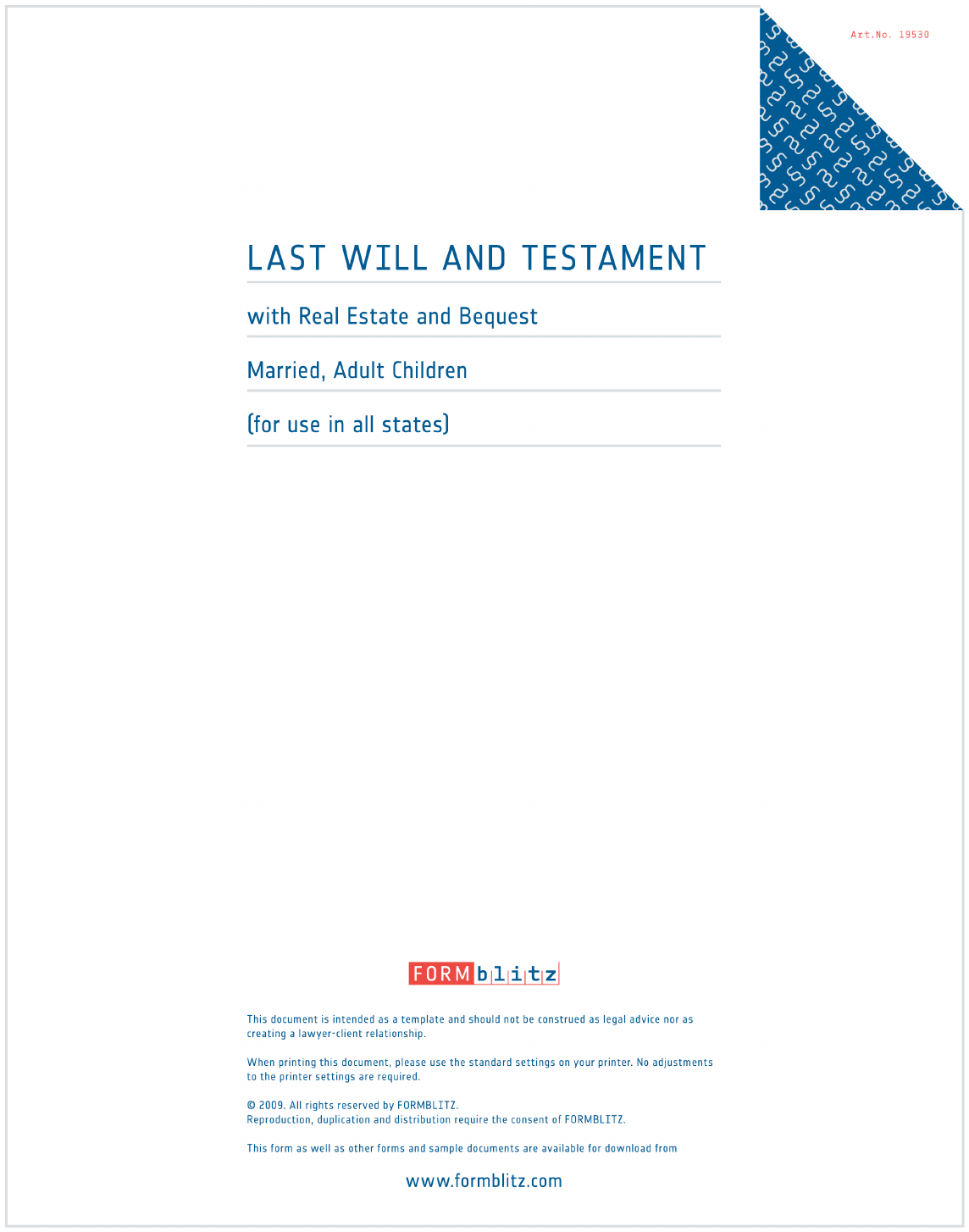 Massachusetts Last Will and Testament Form