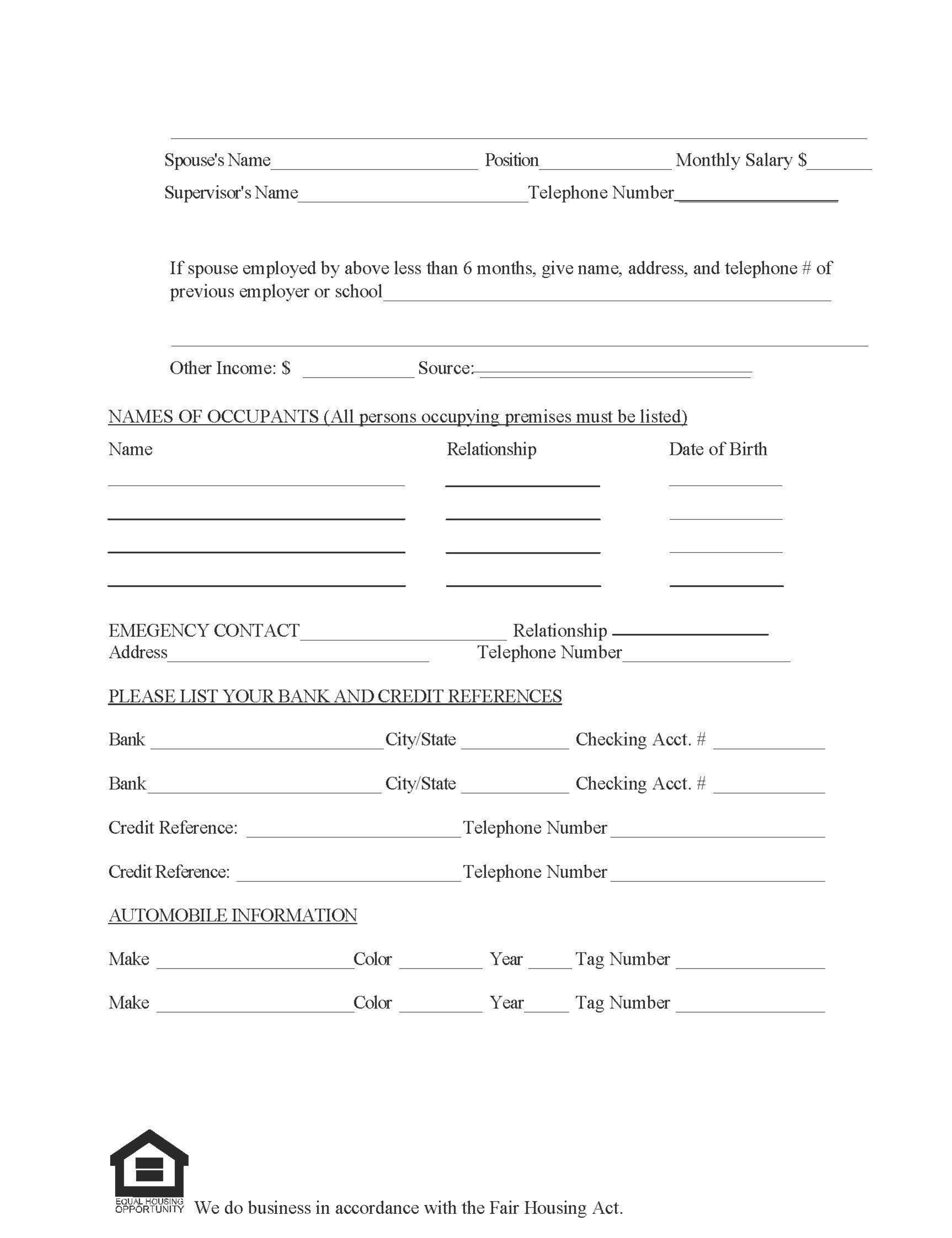 Mississippi Rental Application Form