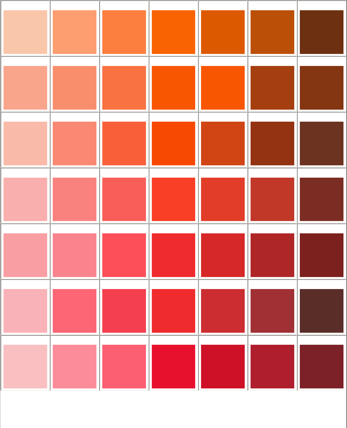 Pantone Matching System Color Chart.