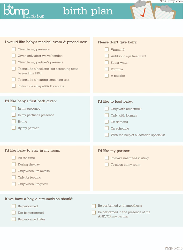 Birth Plan Template Page 5