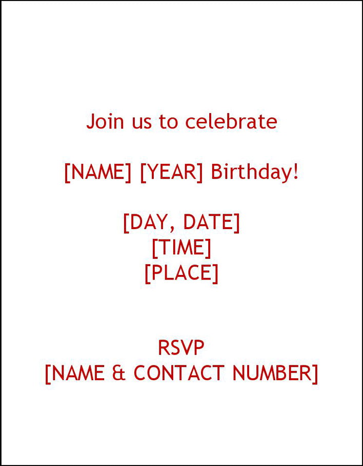 Birthday Invitation Template 1 Page 2