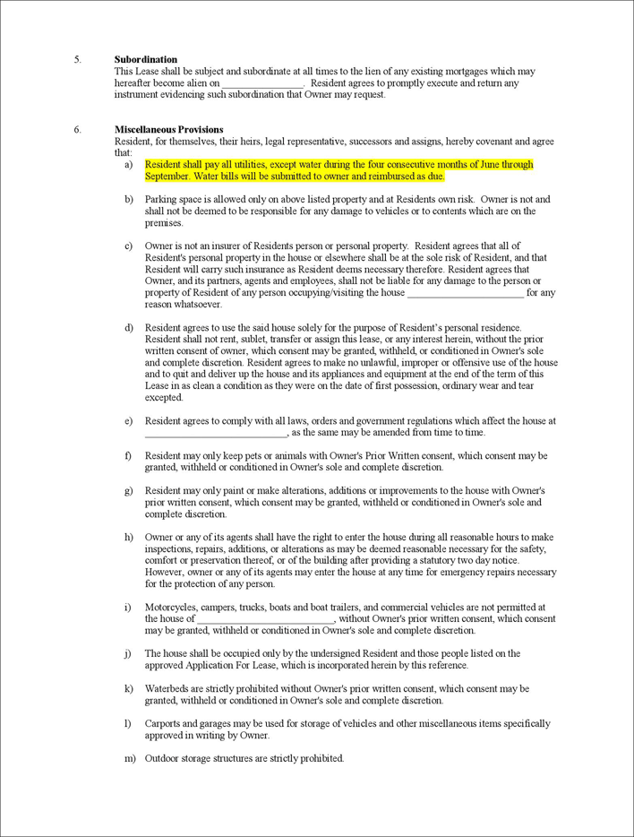 Blank Lease Agreement 1 Page 2