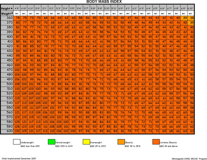 Body Mass Index Chart Page 2