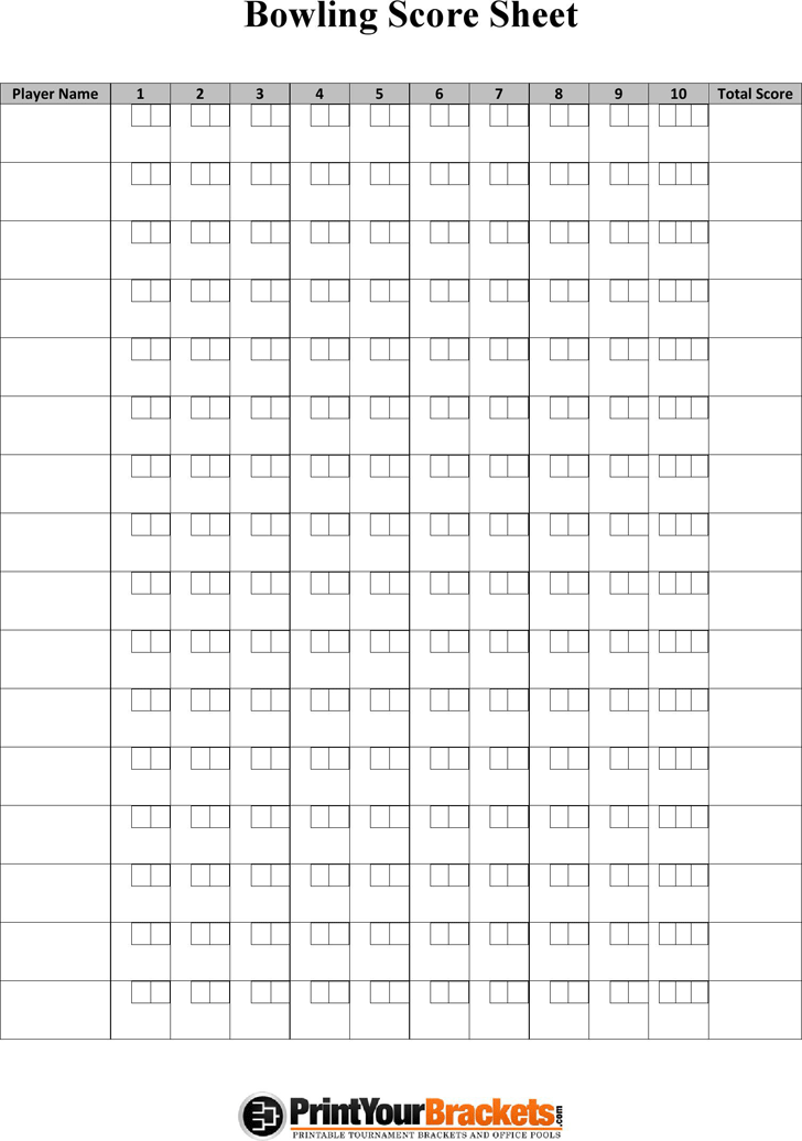 Bowling Score Sheet 2