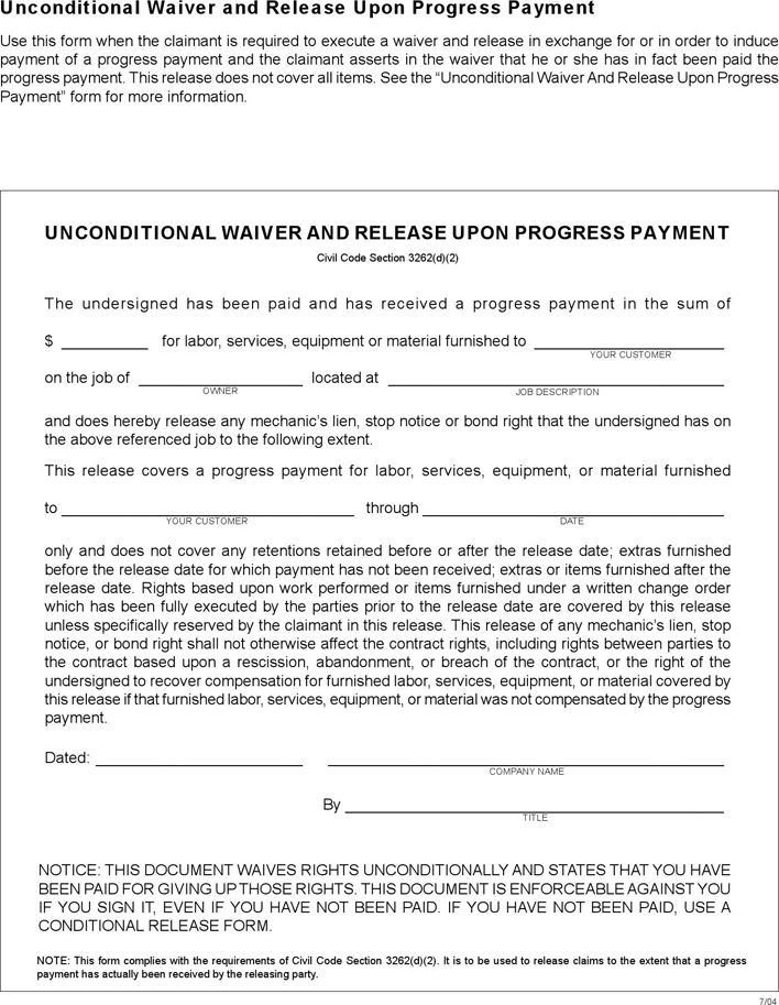 California Conditional And Unconditional Release Forms Page 3