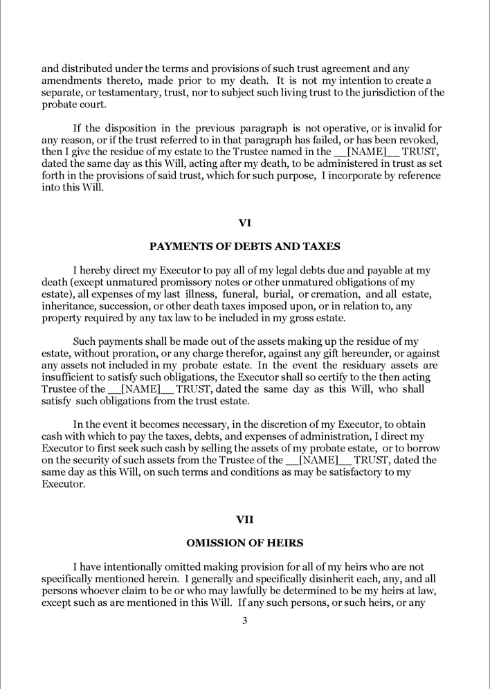 California Last Will And Testament Form 1 Page 3