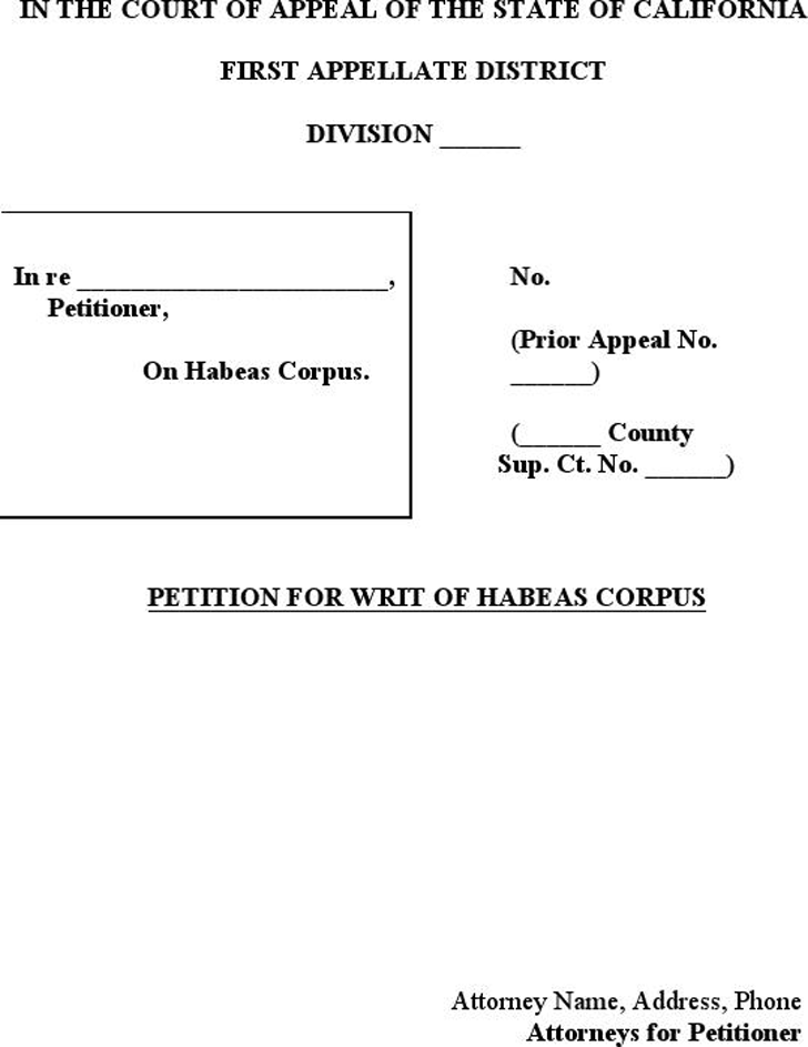 California Petition for a Writ of Habeas Corpus