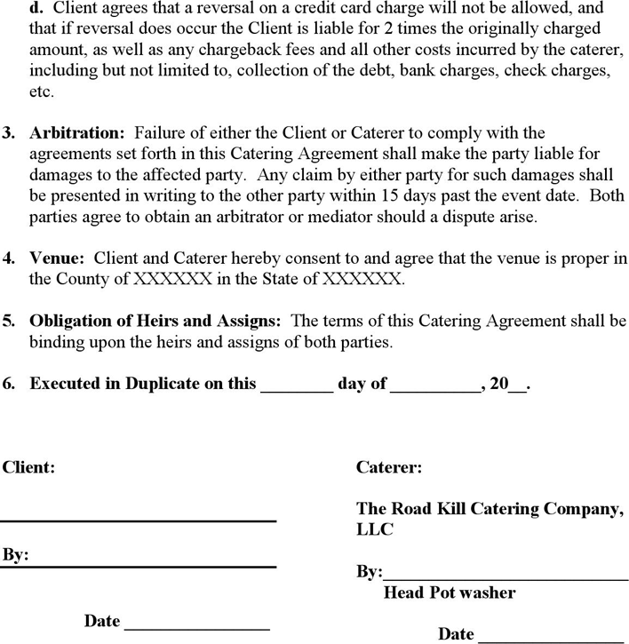 Catering Agreement Page 3