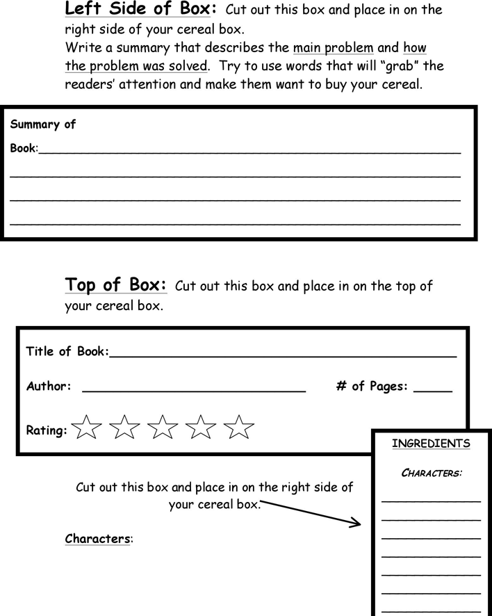 Free Cereal Box Book Report Template Doc 60kb 4 Page S Page 3