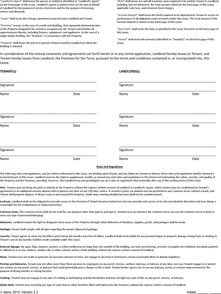 Chicago Apartment Lease Page 4