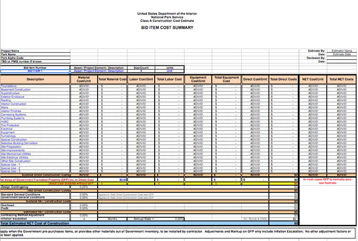 Class A Const Cost Estimate Template Page 3