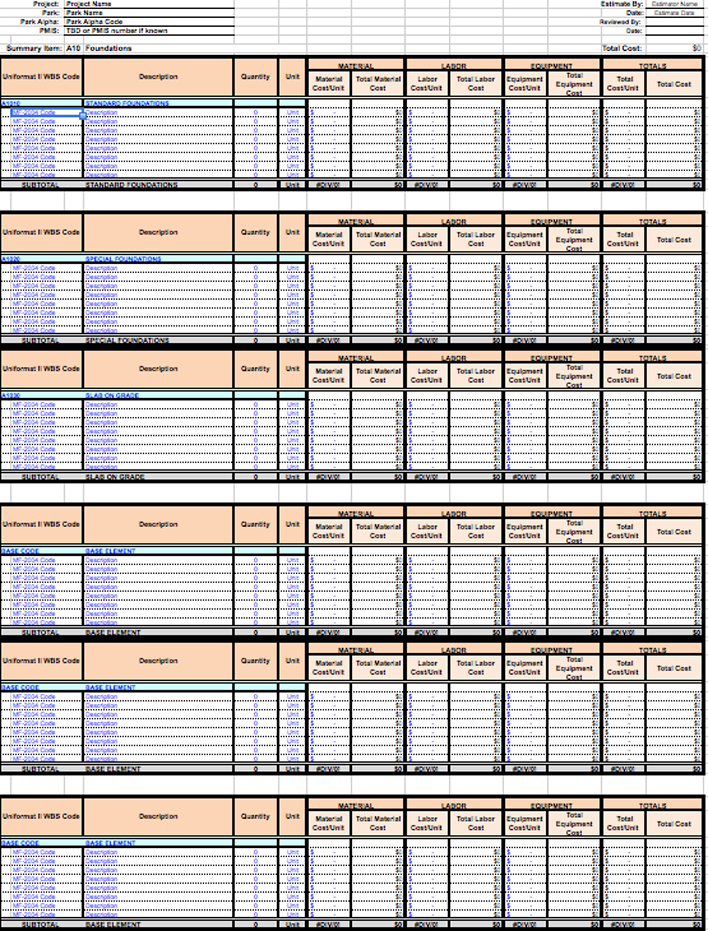 Class A Const Cost Estimate Template Page 4