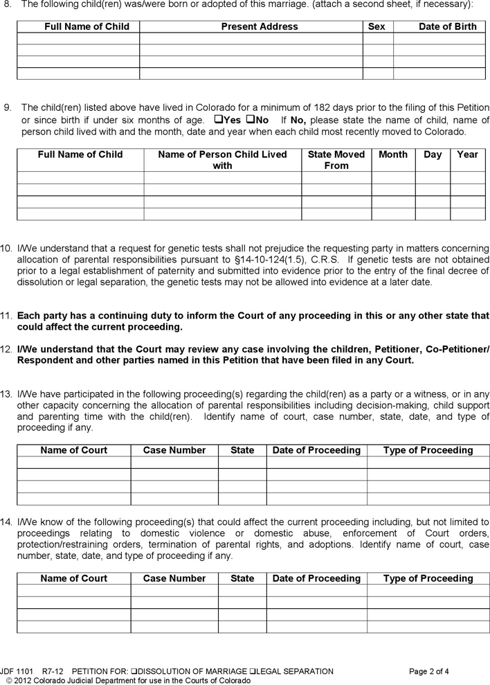 Colorado Separation Agreement Template Page 2