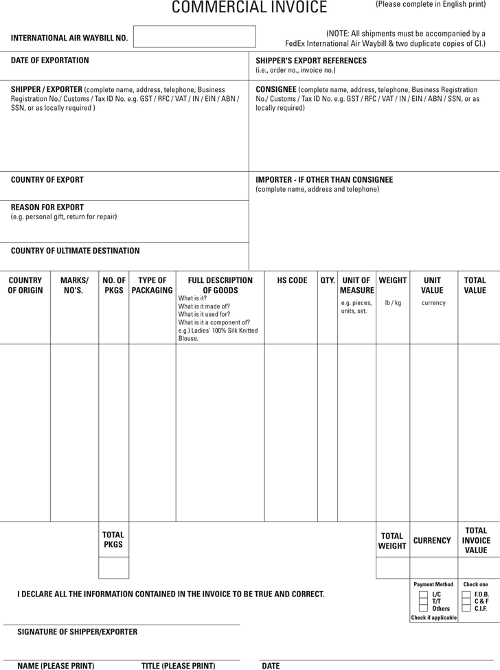 Free Commercial Invoice Template Pdf 771kb 1 Page S