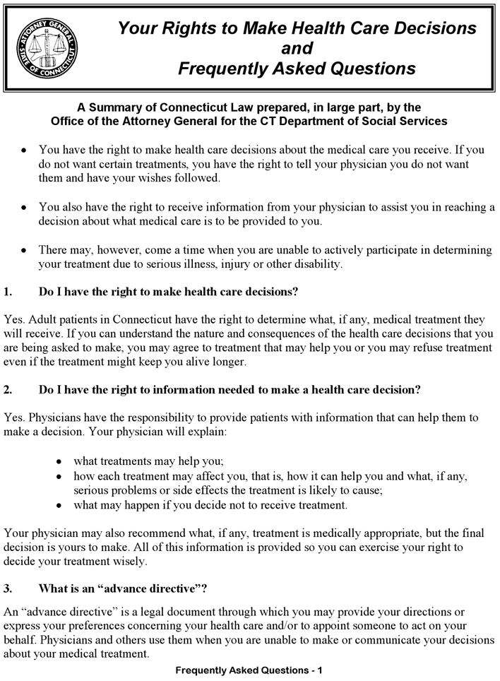 Connecticut Advance Health Care Directive Form 3 Page 3