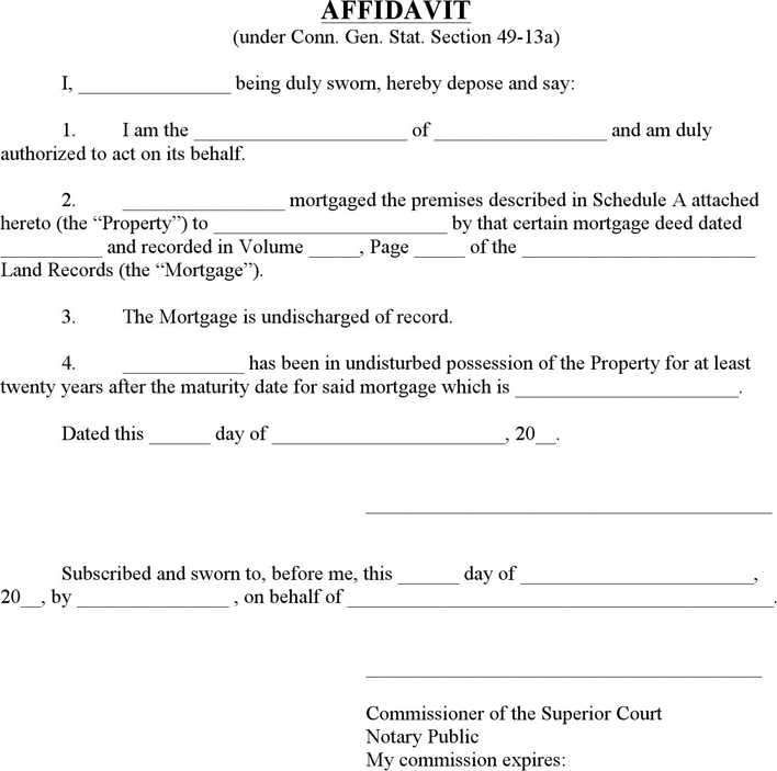 Connecticut Affidavit (Current Owner Is Mortgagor)(Entity) Form Page 2