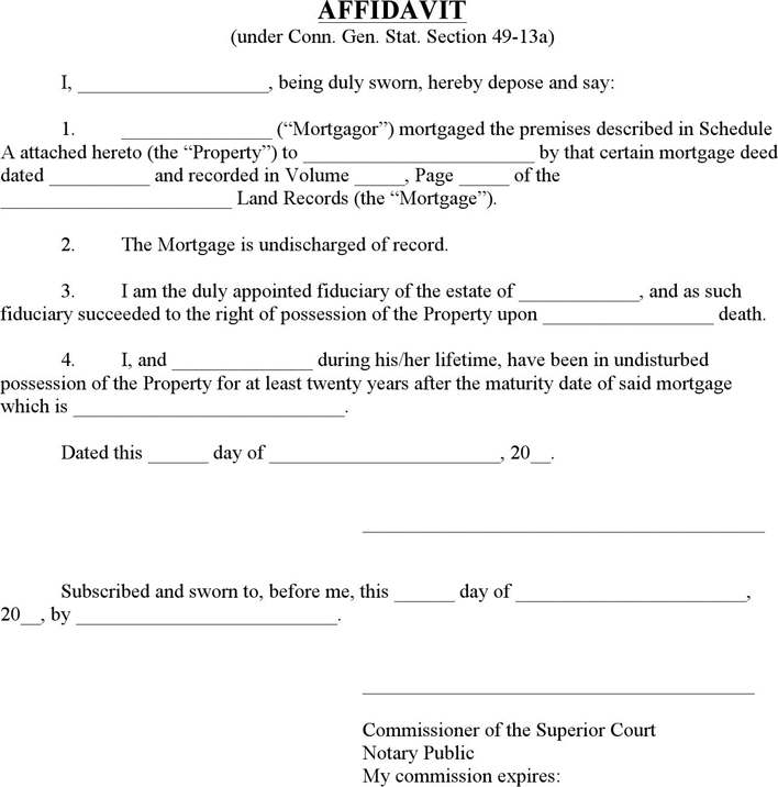 Connecticut Affidavit (Fiduciary for Deceased Mortgagor) Form Page 2
