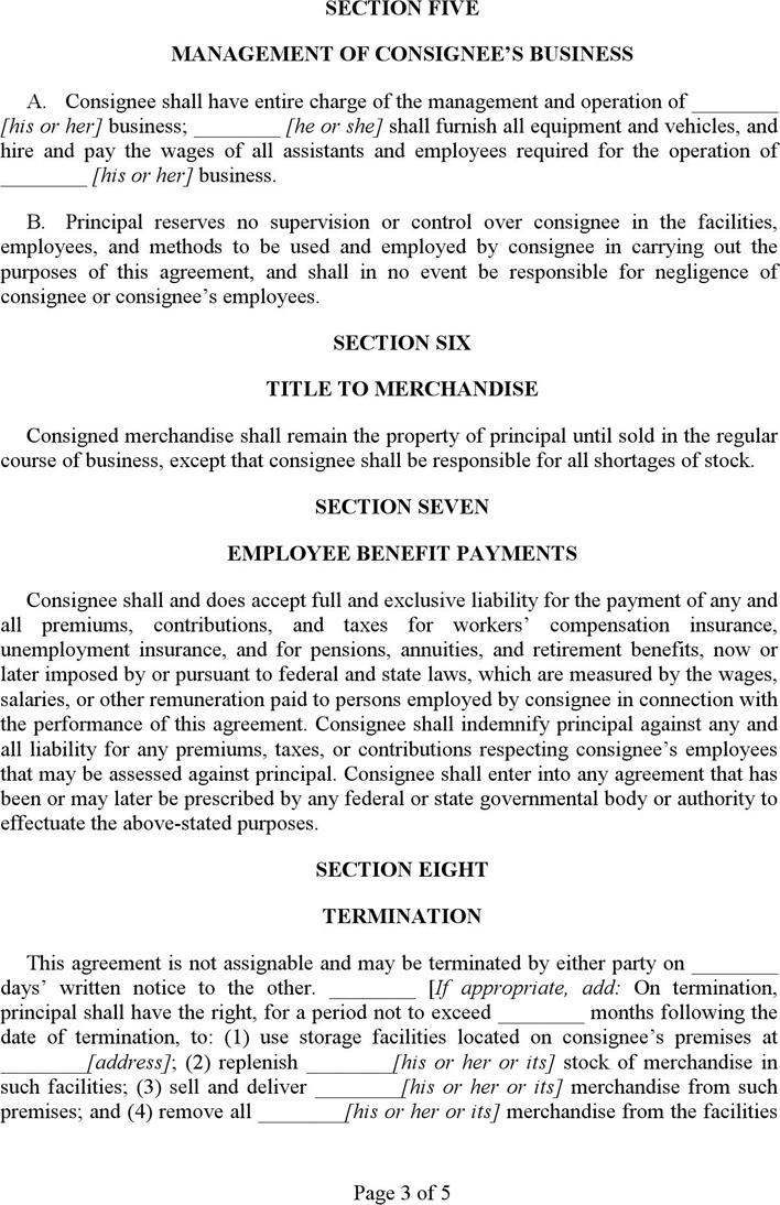 Consignment Agreement Template 1 Page 3
