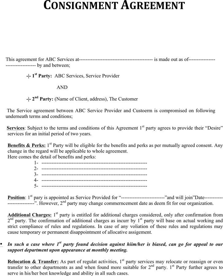 Consignment Agreement Template 2