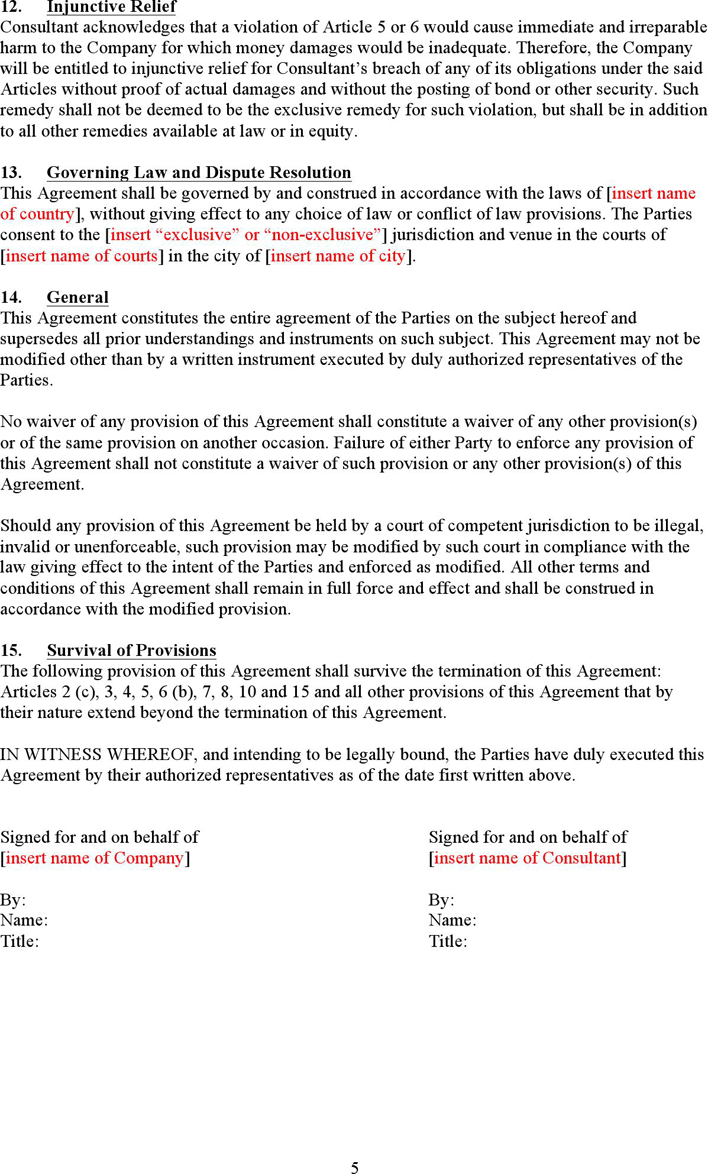 Consulting Agreement Page 5