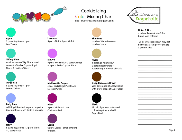Cookie Icing Color Mixing Chart Page 2