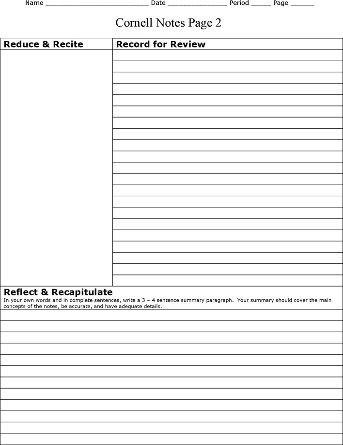 Cornell Notes Template 2 Page 2