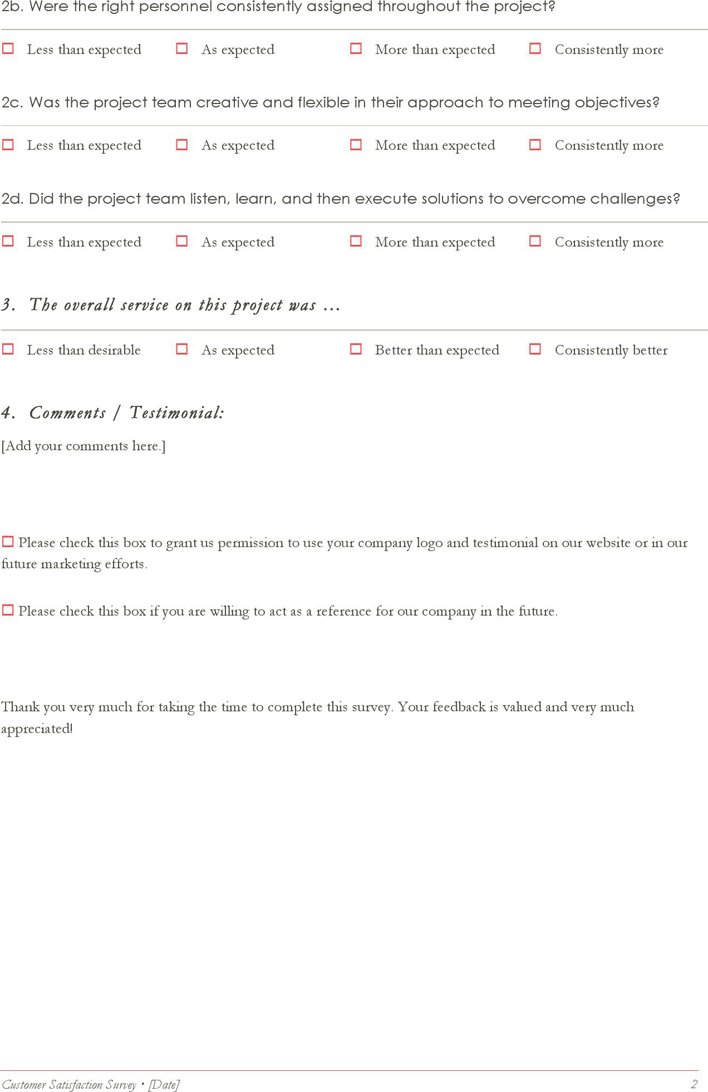 Customer Satisfaction Survey Template Page 2