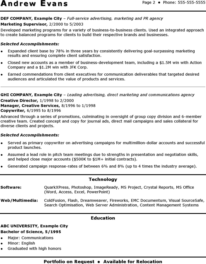 CV Template Marketing Manager Page 2