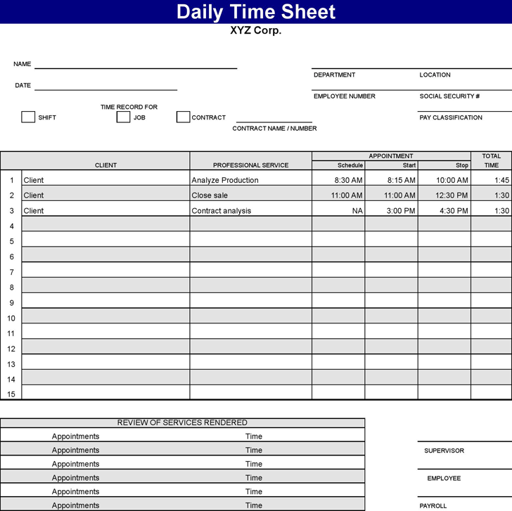 Daily Time Sheet