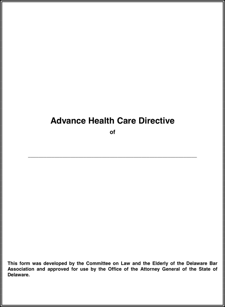 Delaware Advance Health Care Directive Form 2