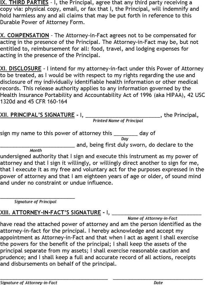 Delaware General Power of Attorney Form Page 3